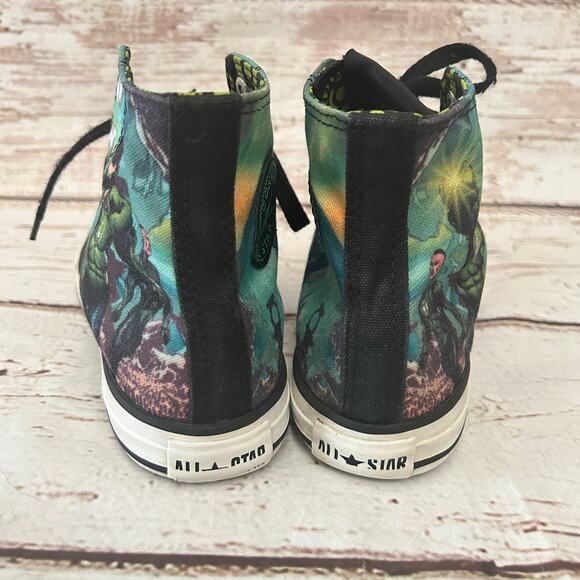 CONVERSE DC Comics Green Lantern High Top All Star Shoes Sz 2 - Picture 7 of 11
